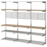 Suspension rail with shelf/wll grid, stainless steel/ash