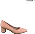 Alfio Raldo di Classe Closed Toe Court Heels with Line Patterned Finishing (Pink)