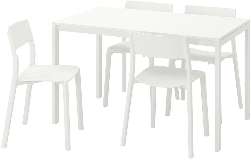 MELLTORP / JANINGE Table and 4 chairs - white/white 125 cm