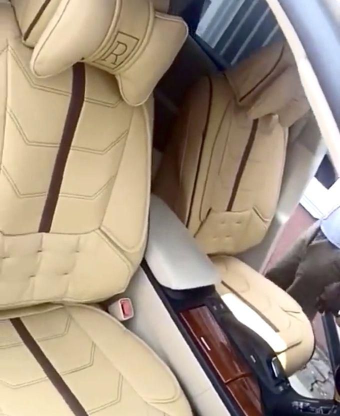 Universal Luxury 5 Seater Leather Seat Cover Cream