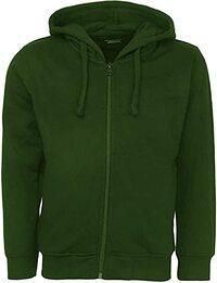 Kids Boys Girls Unisex Cotton Hooded Sweatshirt Full Zip Plain Top (GREEN, 12-13 YEARS)