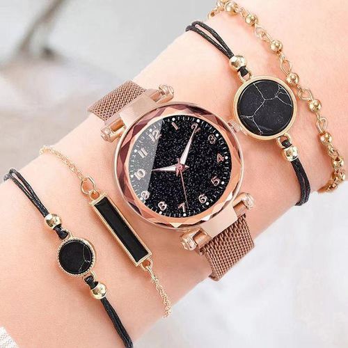 Fashion 5 Pieces/set Of Iron Absorbing Steel Band Watch Set