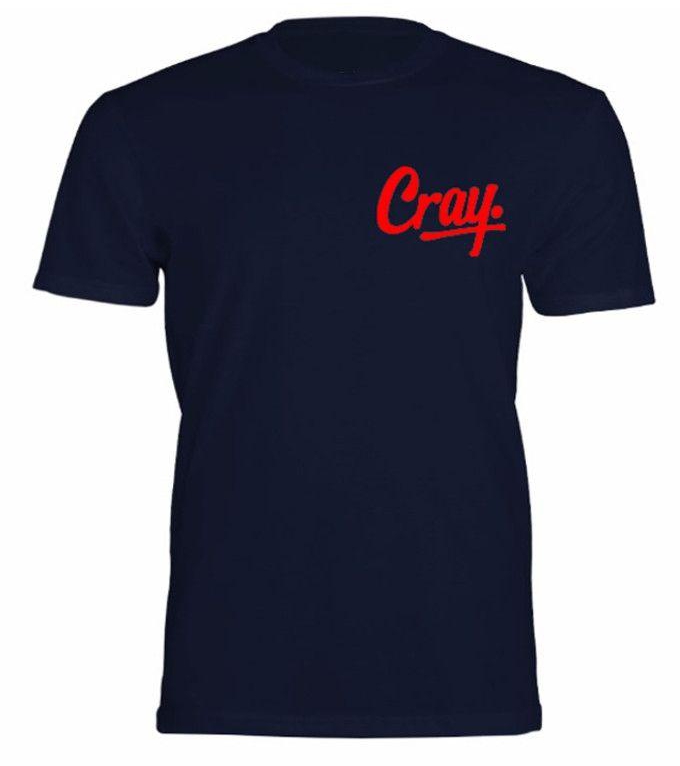 Cray Cray InCRAYdible Red Crested Badge Round Neck T-shirt - Navy Blue