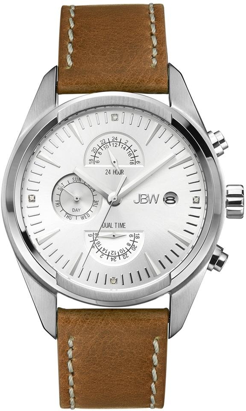 JBW Brown Leather Silver Dial Chronograph for Men j6300b
