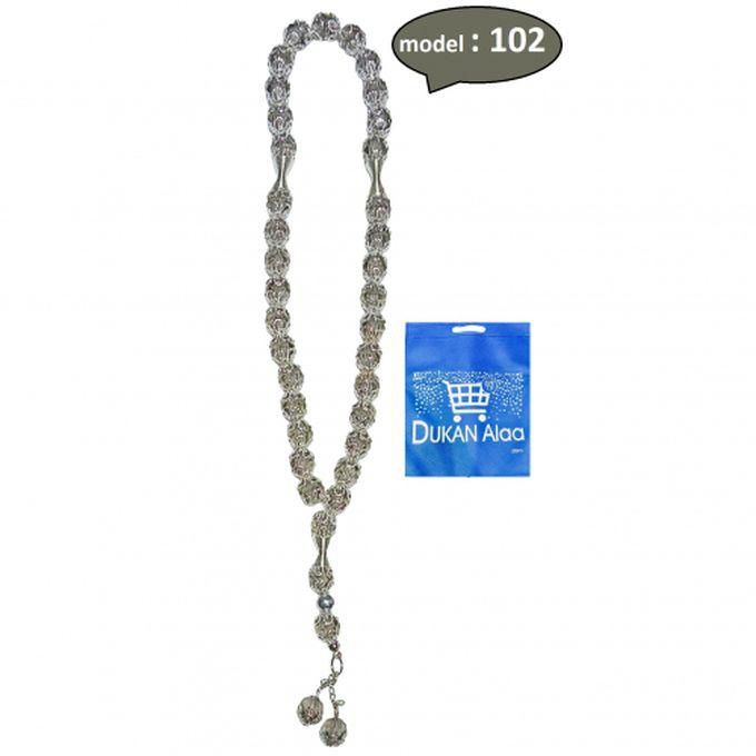 Bearish Unisex Gemstone Prayer Beads Silver + Gift Bag Dukan Alaa
