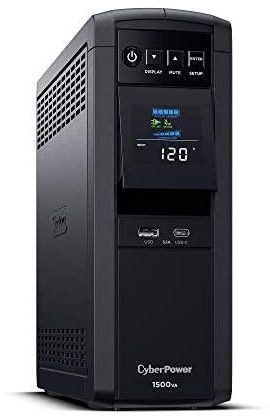 نظام UPS سيبرباور CP1500PFCLCD PFC Sinewave UPS ، 1500 فولت أمبير/900 وات، 10 مقابس، AVR، صغير