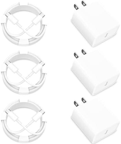 【MFi Certified】iPhone 15 Fast Charger, MIRAREED 3Pack PD 20W USB-C Charger Fast Charging Type-C Wall Charger Adapter+6FT USB-C to USB-C Cable for iPhone 15/15 Plus/15 Pro/15 Pro Max/iPad Pro/Air/Mini