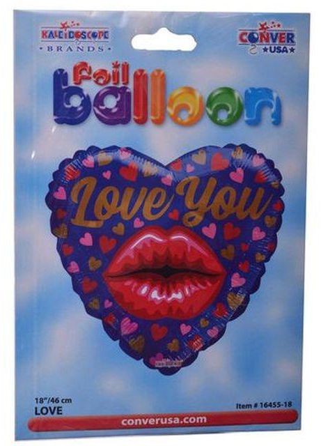 بالون هيليوم من كالي دي سكوب علي شكل قلب بتهنئة كلمة بحبك، متعدد الالوان