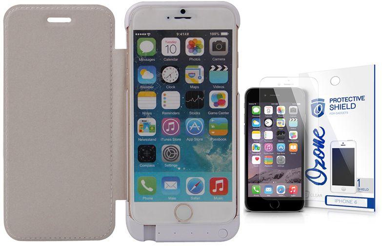 Ozone 3000mAh Power Bank Battery Case with Screen protector for Apple iPhone 6 -White