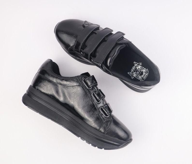 Crash Platform Casual Leather Fashion Sneaker - Black
