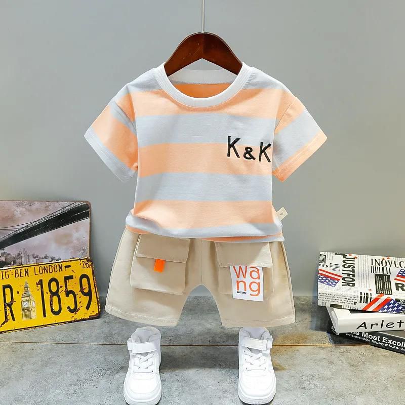 Boys' and girls' suit summer suit short sleeve T-shirt shorts two-piece set 0-1-2-3-4-year-old children's casual wear
