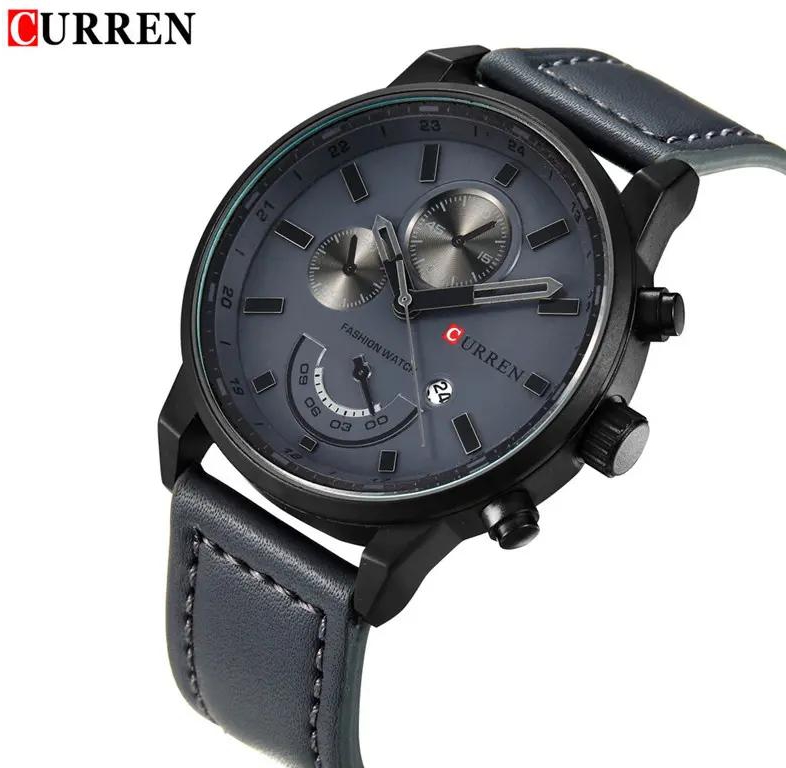 CURREN Fashion Men Sports Date Analog Quartz Leather Watches Stainless Steel Wrist Watch