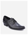 Artwork Pointed Square Leather Shoes - Black