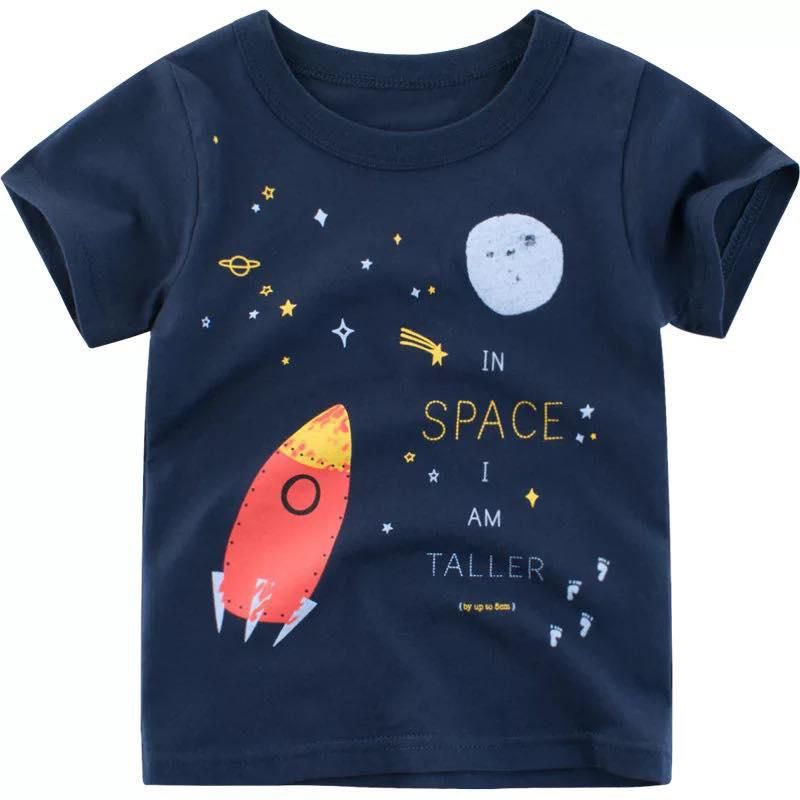 Boys Top Rocket And Moon Print T-shirt 2-7Y - 6 Sizes ( As Picture)