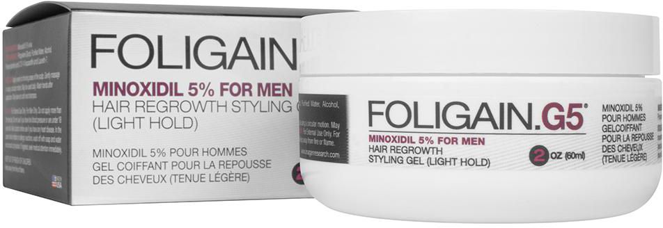 FOLIGAIN MINOXIDIL 5% HAIR REGROWTH STYLING GEL For Men (Light Hold) (2oz) 60ml