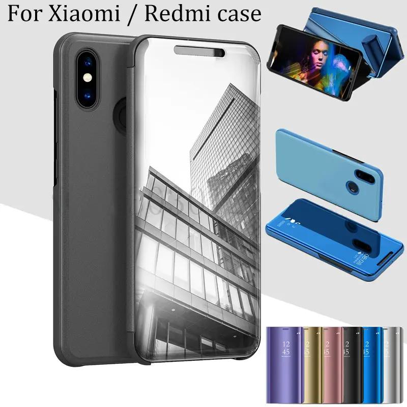 Mirror Smart Case For Xiaomi 8 SE A1 6X 5C Mix 2 Flip Leather Stand Case For Redmi 4X Note 5  Cover