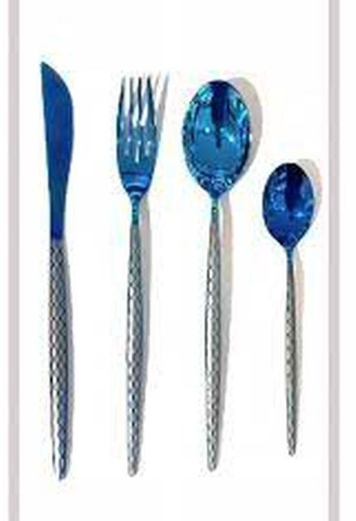 Oxford A Set Of Spoons, 24 Pieces, Laser Blue, Wooden Bag