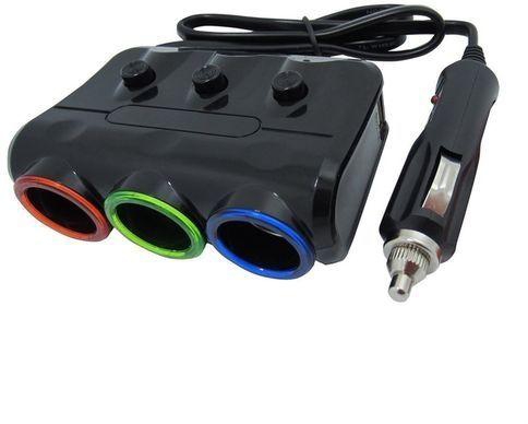 Cocobuy 12-24V 3 Socket Ways Car Cigarette Lighter Splitter LCD Display Power Adapter