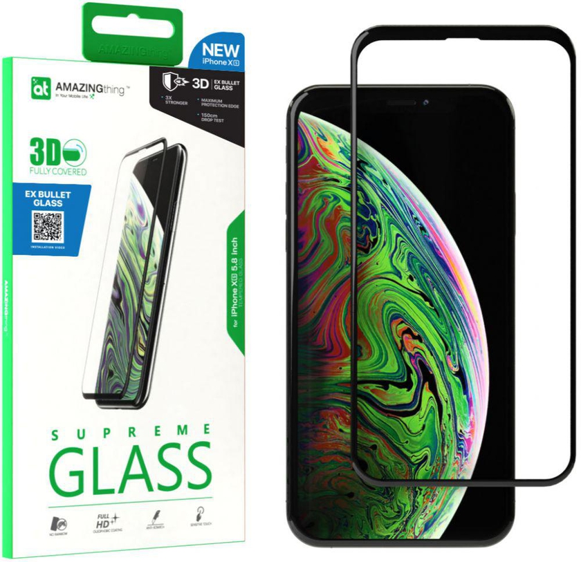 Amazing Thing iPhone XS / iPhone X EX BULLET 3D Fully Covered Glass Screen Protector - 3X stronger edges Tempered Supreme Glass