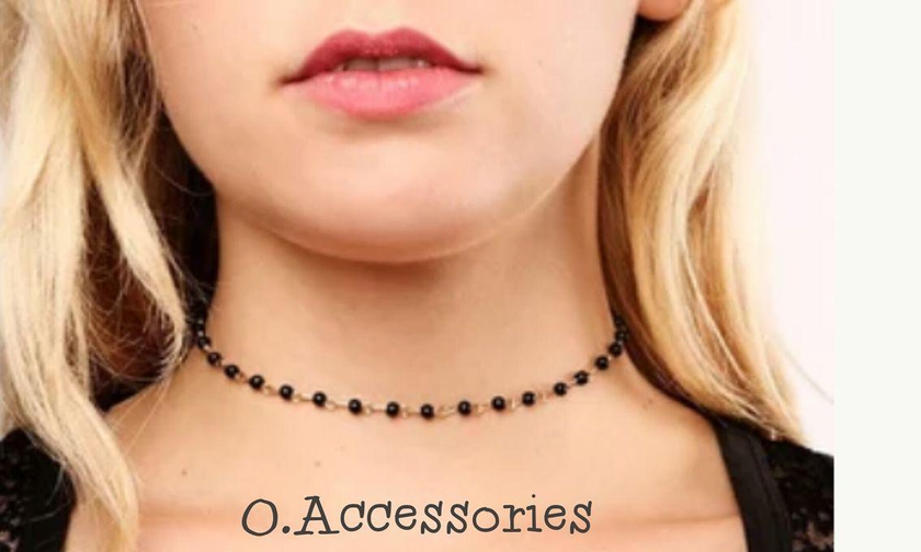 O Accessories Chain Silver _Choker Necklace Black _silver Metal