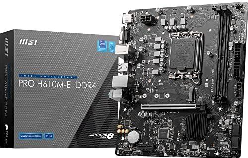 MSI PRO H610M-E DDR4 Motherboard, Micro-ATX - Supports Intel 12th Gen Core Processors, LGA 1700-2 x DIMMs (3200MHz), 1x PCIe 4.0 x16 slot, 1 x M.2 Gen3, USB 3.2 Gen1, 1G LAN, HDMI 1.4 & VGA