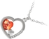 VP Jewels Women's Rhodium Plated Red Crystal Heart Necklace, 16 inches
