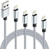 IDISON iphone Charger Cable,4Pack(3M 2M 2M 1M) iPhone Lightning Cable Apple MFi Certified Braided Nylon Fast Charger Cable Compatible iPhone 12, Max XS XR 8 Plus 7 Plus 6s 5s 5c (Gray +White)