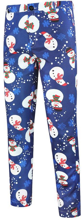 Christmas Snowflake Snowman Pattern Chino Pants - S