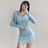 Spring and Autumn 2022 New Europe and America Tight Sexy Zipper Long Sleeve Wrap Bottom Sweater Women's Knitted Dress Skirt