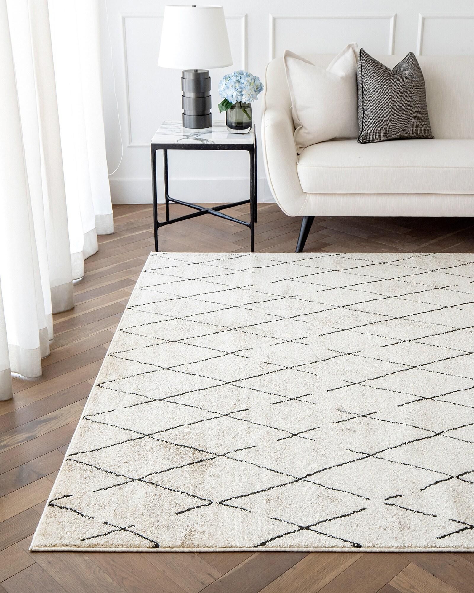 Renzo Ebony 350 x 240 cm Carpet Knot Home Designer Rug for Bedroom Living Dining Room Office Soft Non-slip Area Textile Decor