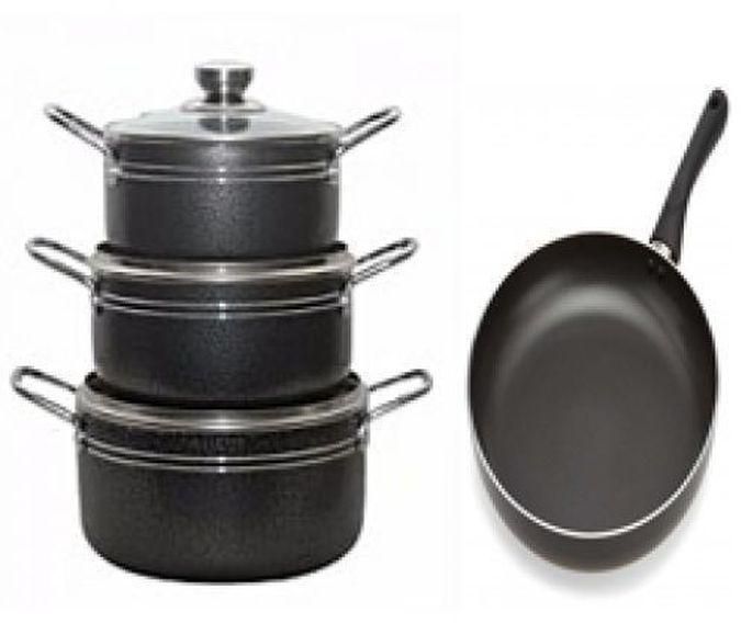 Non Stick Pot Set With Frying Pan - 4 Pcs