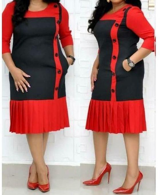 Classy Formal Design Dress- Black And Red