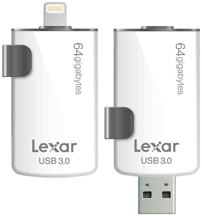 Lexar JumpDrive M20i USB Flash Drive USB 3.0 64GB with Lightning OTG For iphone White/Black