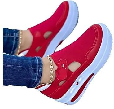 ANYHUG Womens Platform Sneakers Women Single Shoes Thick-soled Flying Woven Breathable Mesh Shoes Outdoor Sports Running Shoes (Size : 39)