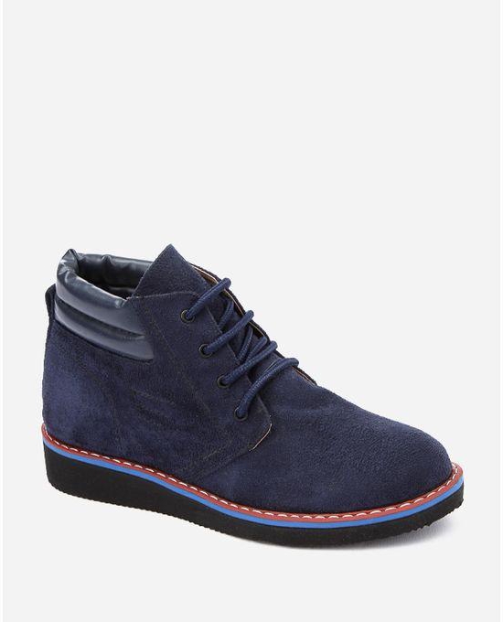Silvio Torre Suede Lace Up Ankle Boots - Navy Blue
