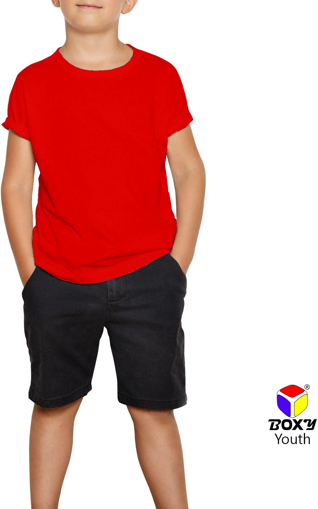 Boxy Youth Microfiber Round Neck T-shirt - 5 Sizes (Red)
