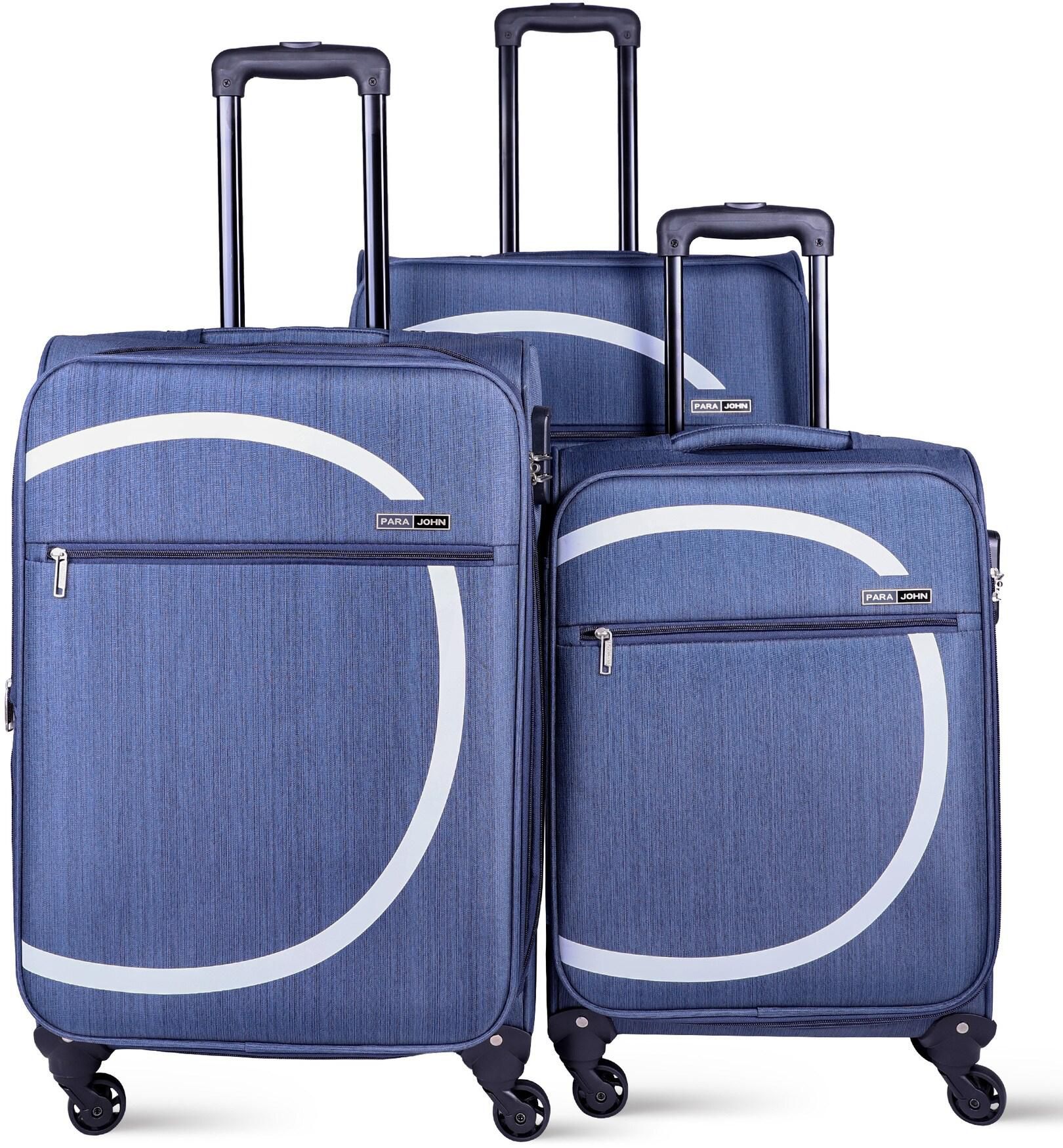 Para John Travel Luggage Suitcase, Set Of 3 - Trolley Bag, Carry On Hand Cabin Luggage Bag - Lightweight Travel Bags With 360 Durable 4 Spinner Wheels - Soft Shell Luggage Spinner
