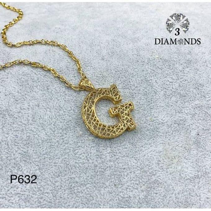 3Diamonds Pendant Necklace For Women Gold Plated Letter G