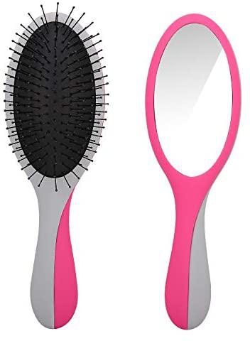 Luxspire Magnet Hair Brush, Magnetic Anti-static Scalp Massager Detangling Brush Paddle Hair Comb Wet and Dry Hairbrush Hairdressing Tool with Separable Mirror for All Hair Types - Gray & Red