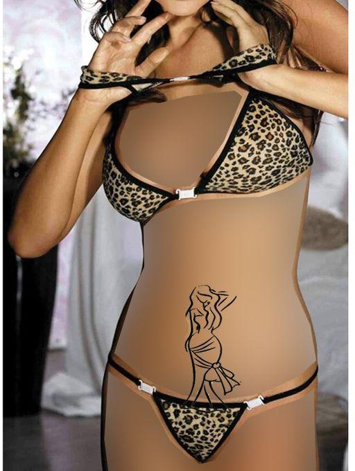 Lady Fashion Tiger Bikini - Black & Brown