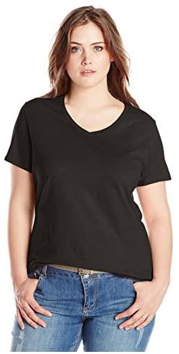 (2X, Black) - Just My Size Women's Plus-Size Short-Sleeve V-Neck T-Shirt