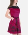 Giro Floral Pattern Shift Dress - Fuchsia & Black