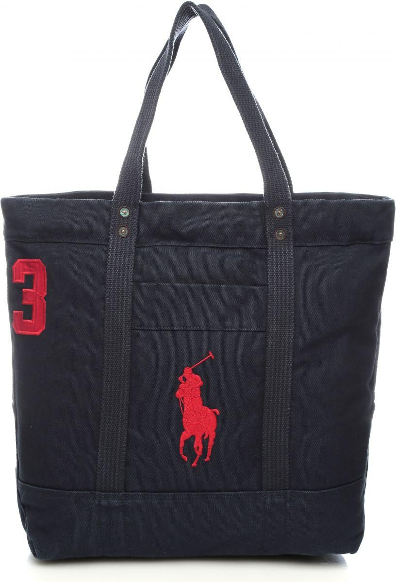 Polo Ralph Lauren 405532853003 Big Pony Top Zip Tote Bag for Women, Navy
