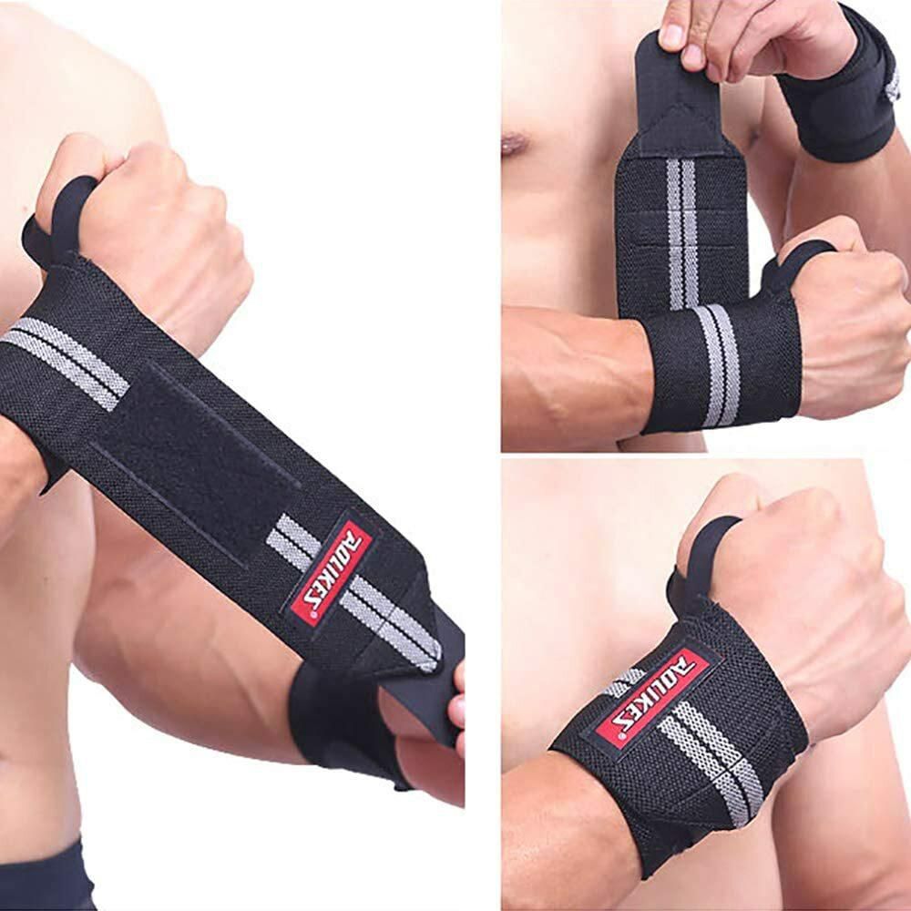 Conbo 1 Pair Wrist Wraps Bracers Weight Lifting Wrist Band Belt Fitness Gym Sport Wrist Straps Bandage For Strength Training Deadlift Power Lifting Bodybuilding (Grey)