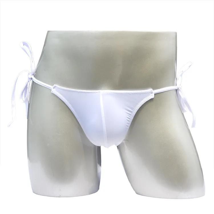 1PCS Men's Translucent Ice Silk Low-rise Lace Up Briefs Underwear Man Lace Underpants
