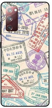 غطاء حماية واق لهاتف سامسونج جالاكسي S20 FE عليه رسمة طوابع سفر