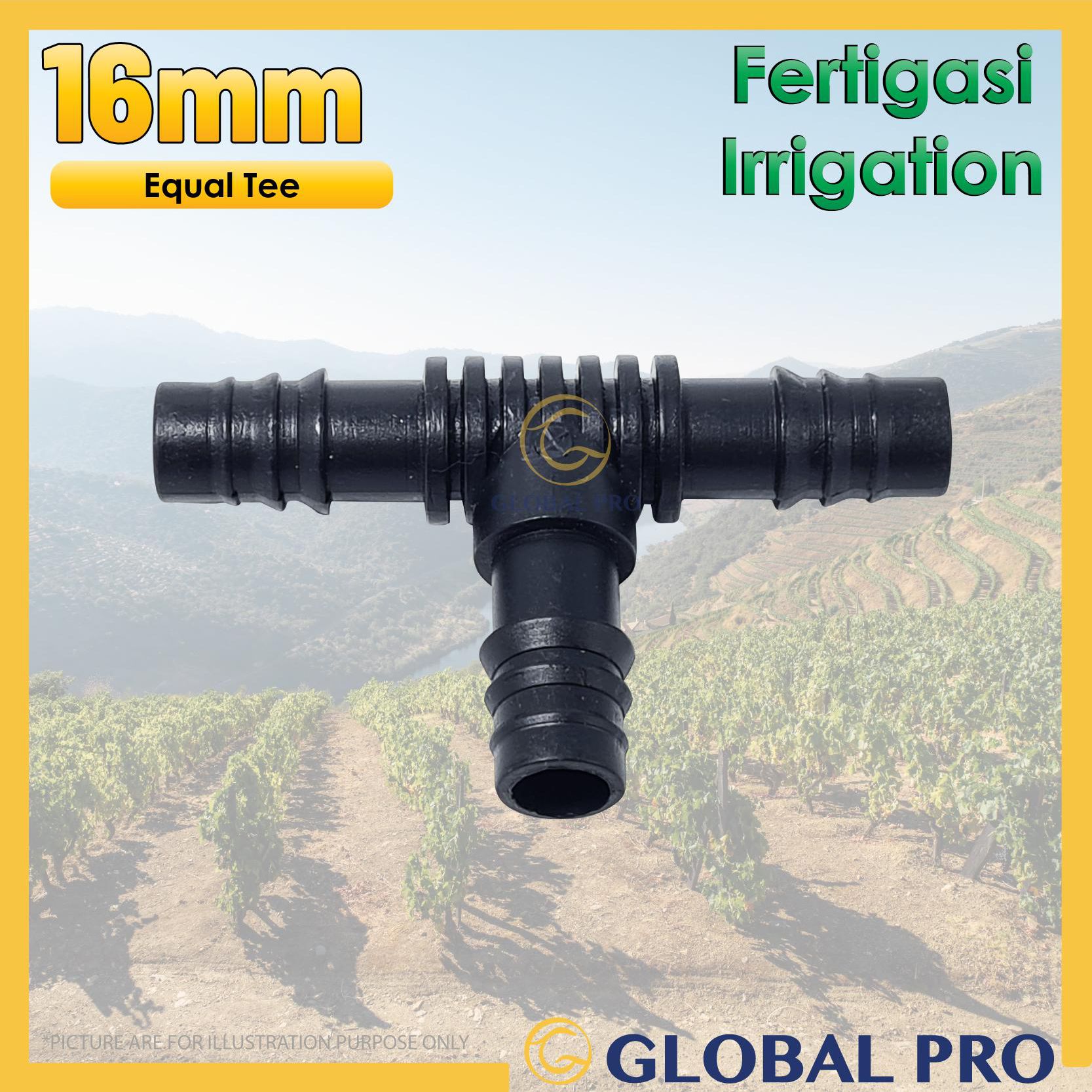 [1PC] 16mm Equal Tee Fertigasi Irrigation Connector Fertigation Gardening