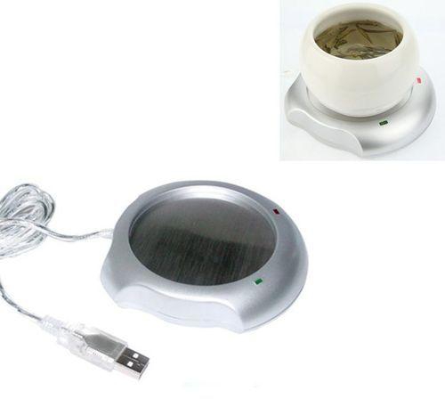 Zoreya Office House Use USB Powered Tea Coffee Milk Cup Mug Warmer Heater Pad-Silver