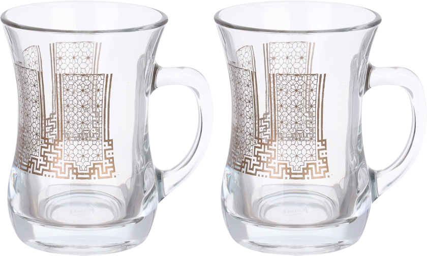 Get Wisteria Glass Tea Cups Set, 300 ml - Clear Gold with best offers | Raneen.com