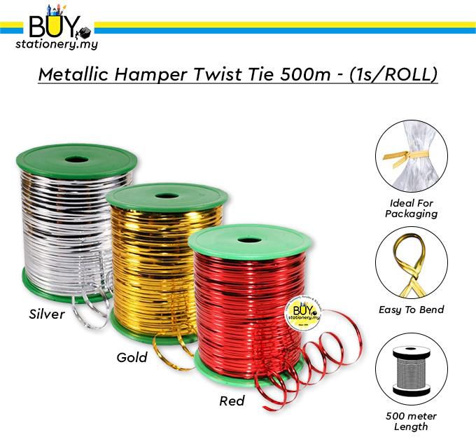 Buystationery Metallic Twist Tie 500m - 1s/ROLL (3 Colors)